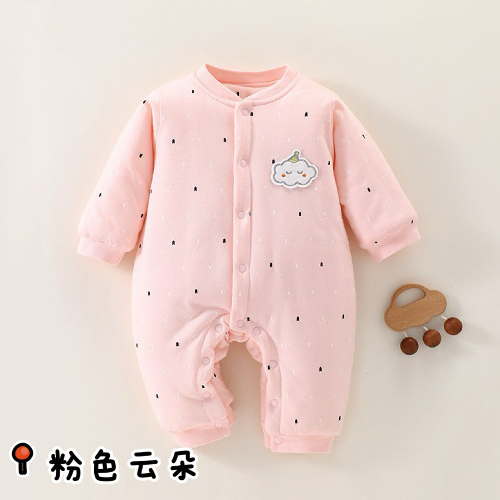 Winter baby cotton jumpsuit, Class A pure cotton, newborn baby clothes, thick cotton clothes, climbing clothes, baby children's clothing