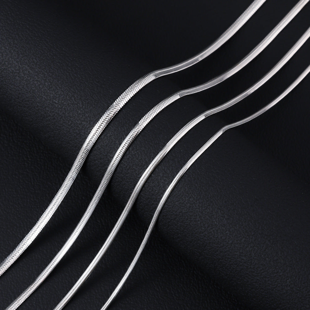 Cross border stainless steel push fit necklace, simple hip-hop snake bone chain, DIY accessory chain, women's collarbone titanium steel necklace