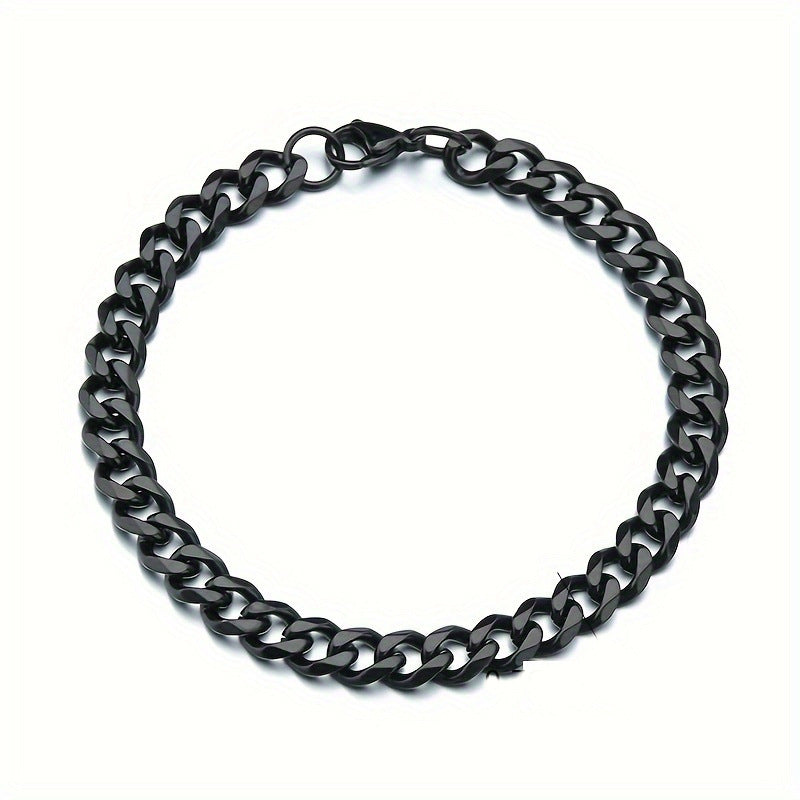 Stainless Steel Six Side Grinding Bracelet Hot Sale Cross Border Male Fashion Simple Cuban Bracelet Gold Plated 18K Titanium Steel Bracelet