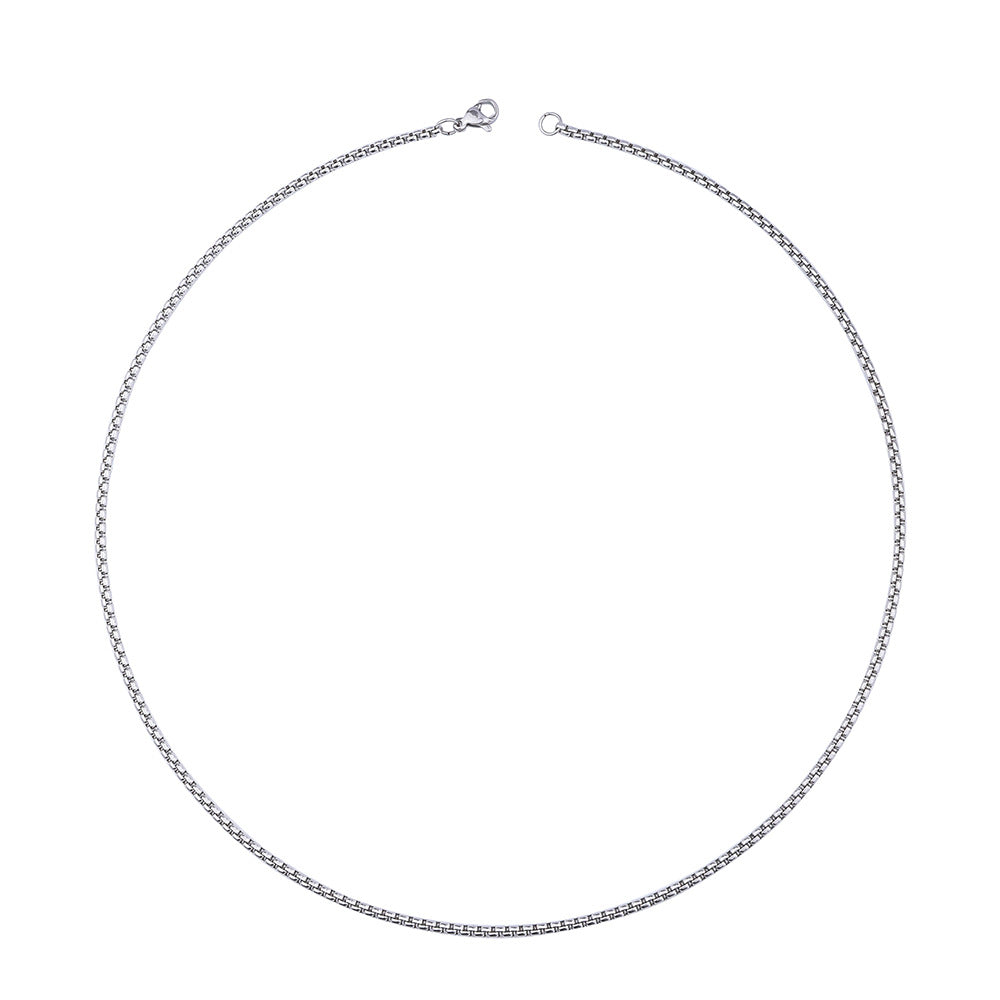 Stainless steel chain square pearl chain men's necklace trendy hip-hop titanium steel jewelry accessories chain cross-border interlocking