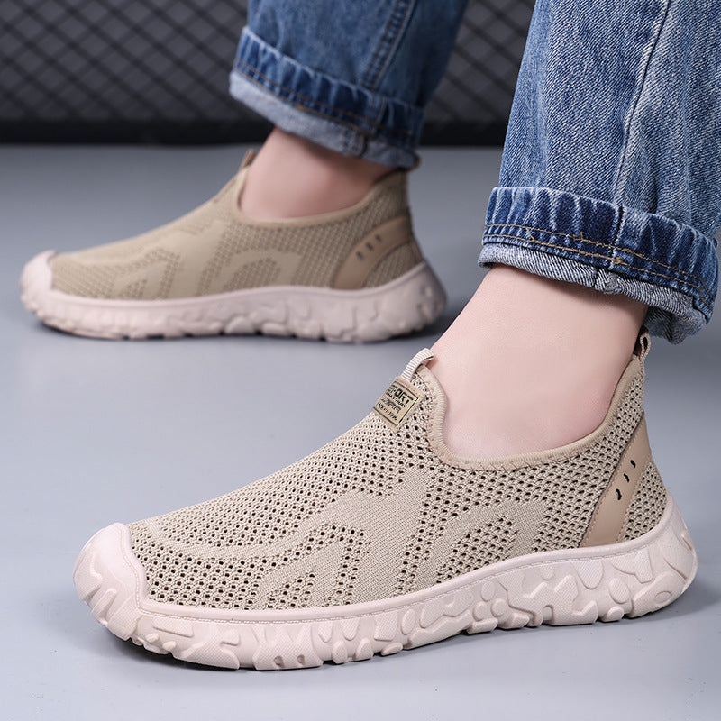 Men's casual single shoes autumn new item breathable and odorless foot mesh shoes for hair replacement, one foot lazy shoes versatile men's shoes