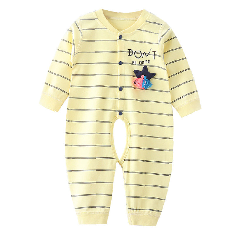 Spring and Autumn Baby jumpsuit, pure cotton boneless newborn clothes, Class A baby underwear, pajamas, open crotch clothes, crawling clothes, 1