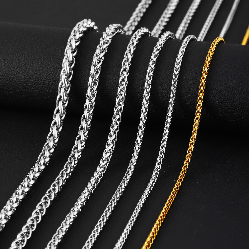 Stainless steel necklace, keel chain necklace, cross-border men's sweater chain chain, women's versatile flower basket chain, titanium steel bracelet