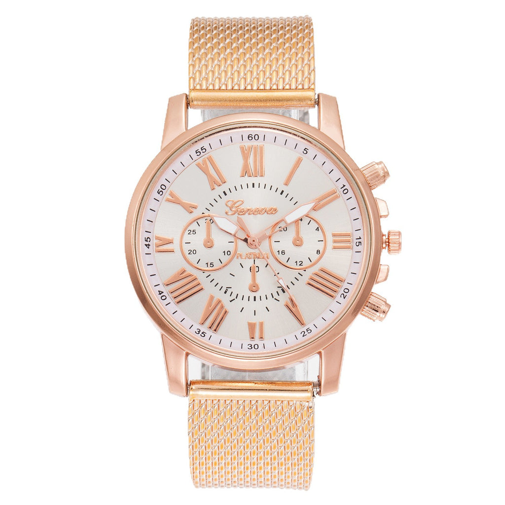 Cross border hot selling new fashionable three eyed women's plastic quartz watch+heart-shaped diamond inlaid bracelet set 2ps