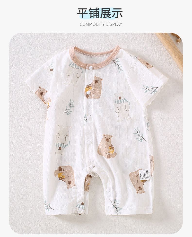 Baby jumpsuit Class A pure cotton summer thin style newborn baby clothes Ha Yi crawling clothes Anyang baby children's clothing
