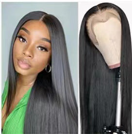 Cross border European and American wig front lace long straight synthetic wig full head set wigs wig manufacturer wholesale hair agency