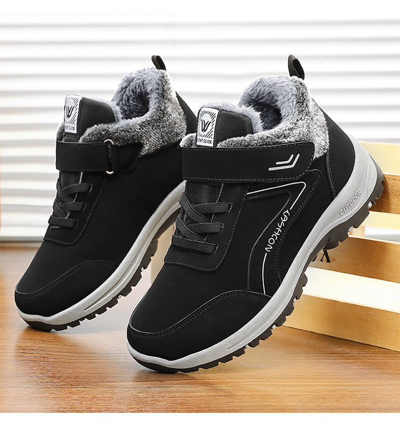 Snow boots men's autumn and winter new cotton boots with thick velvet for outdoor couples, short boots for casual walking, warm cotton shoes