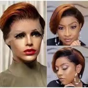 European and American women's short curly hair with slanted bangs, gold gradient black short straight hair headband, cross-border Amazon wish