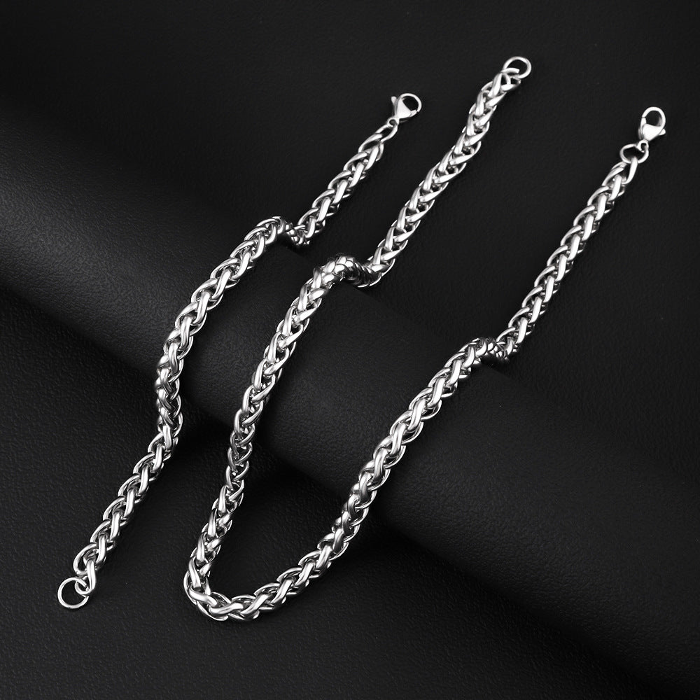 Stainless steel necklace, keel chain necklace, cross-border men's sweater chain chain, women's versatile flower basket chain, titanium steel bracelet