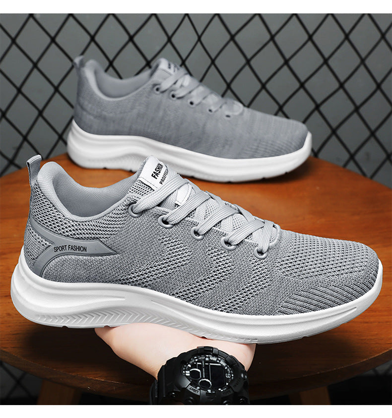 Sports shoes men's autumn new cross-border single shoe versatile casual lightweight soft sole fly woven mesh comfortable running shoes