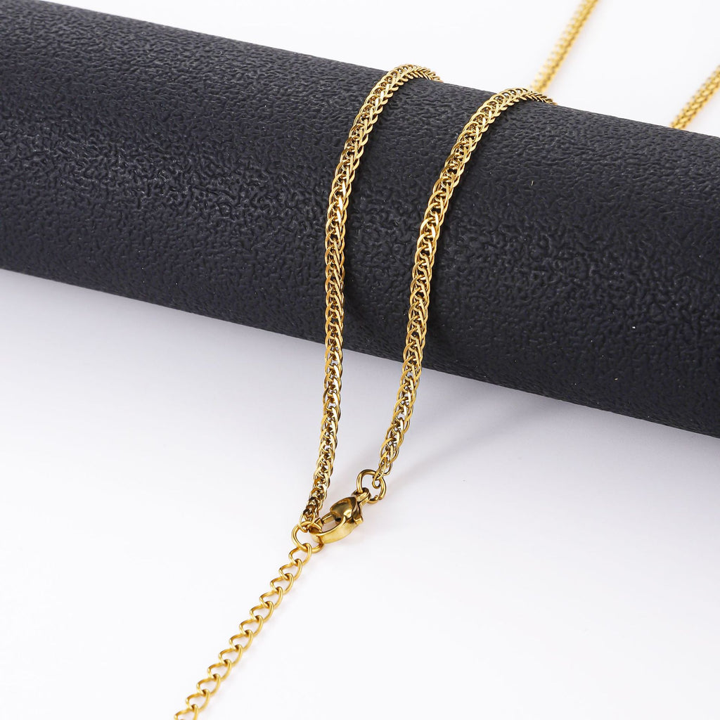 Stainless steel Chopin chain necklace women's fashion chain DIY chain vacuum plated 18K gold lock bone chain cross-border titanium steel necklace
