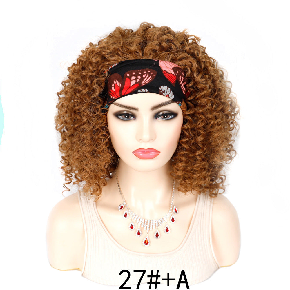 Ice silk hairbands, wigs, headgear, African women's short curly hair, deep wave wigs, factory direct sales, wholesale