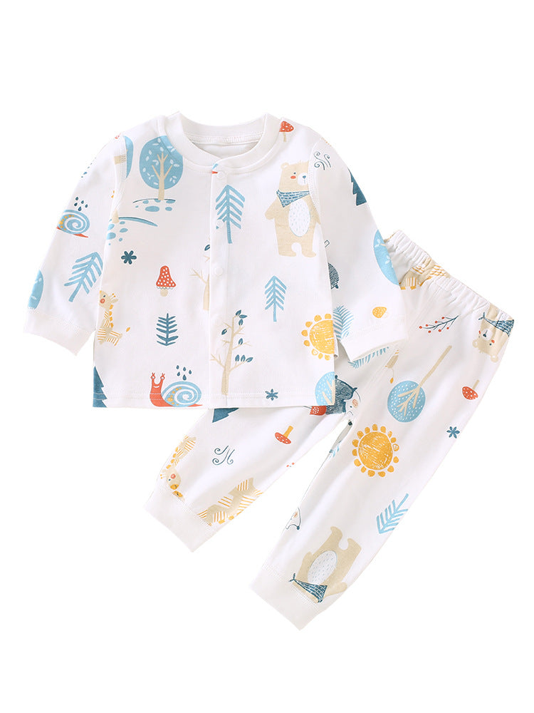 Baby Split Clothes, Baby Boys and Girls Autumn Clothes and Pants Set, Class A Pure Cotton Spring and Autumn Full Cotton Underwear Set