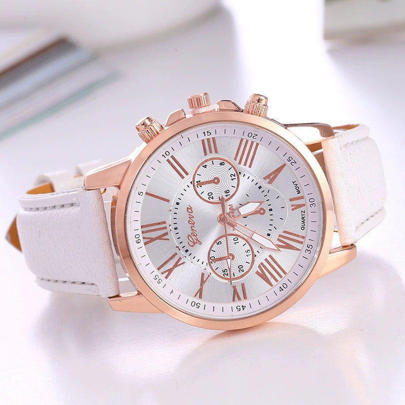 4-piece/set of popular foreign trade watch Roman pattern women's watch multi-color belt rose gold quartz couple watch
