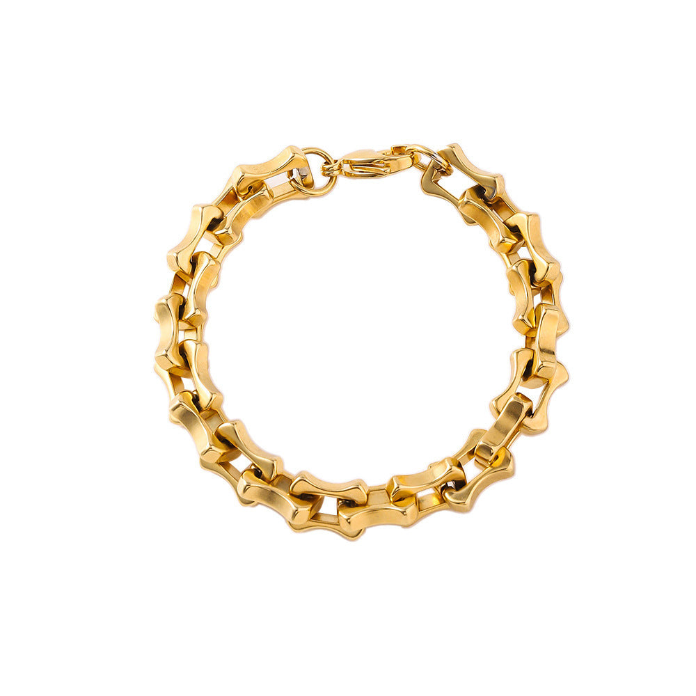 Stainless steel bracelet for women's cross-border fashion in Europe and America, plated with 18K gold, non fading and washable men's titanium steel bracelet