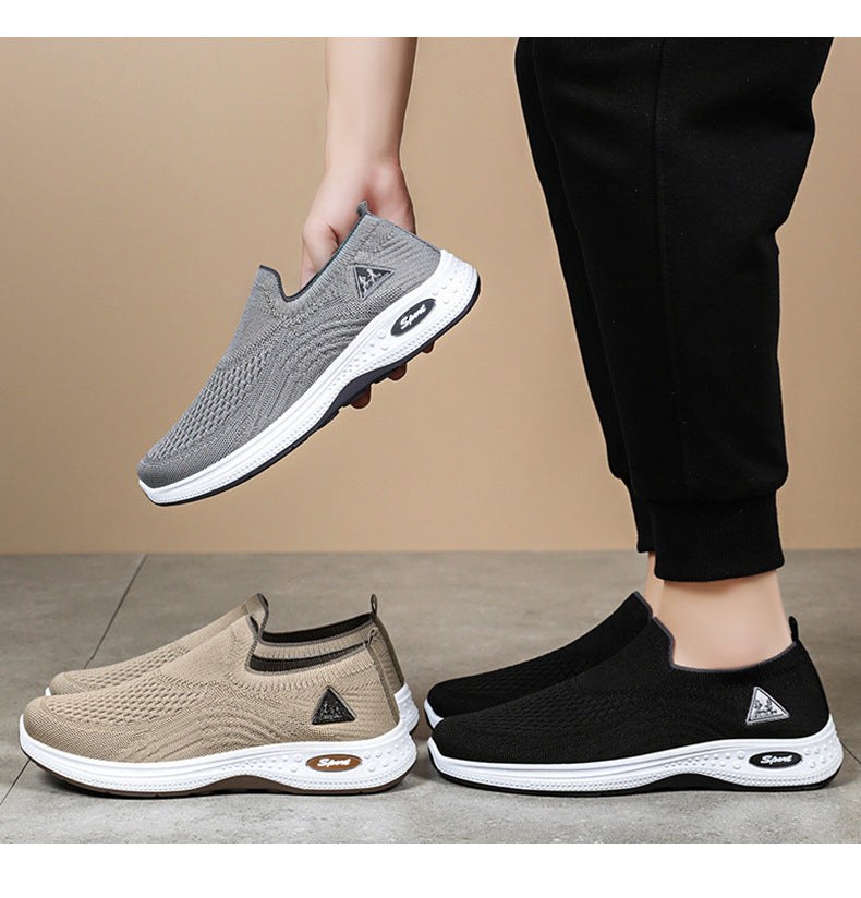 Men's shoes autumn new breathable single shoes versatile and comfortable mesh old Beijing men's cloth shoes soft sole not stuffy feet dad shoes