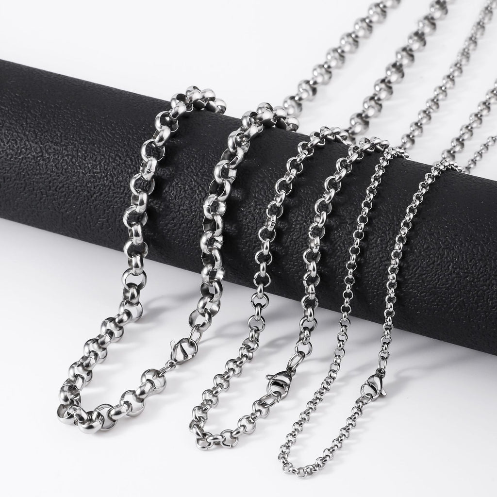 Stainless steel round pearl chain necklace men's jewelry DIY matching chain plain chain O-chain women's titanium steel bracelet