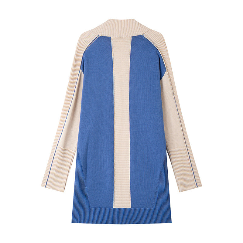 Stylish knit cardigan with long sleeves and high-quality contrasting colors