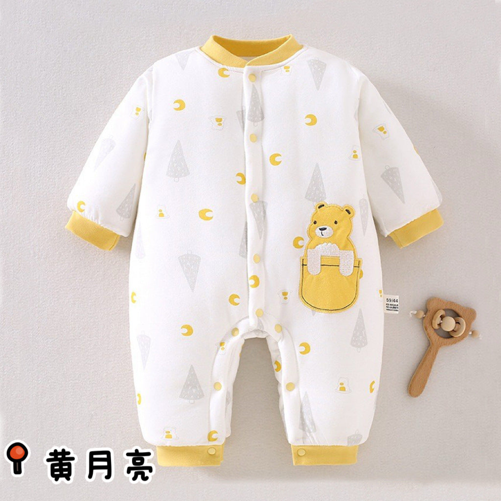 Winter baby cotton jumpsuit, Class A pure cotton, newborn baby clothes, thick cotton clothes, climbing clothes, baby children's clothing
