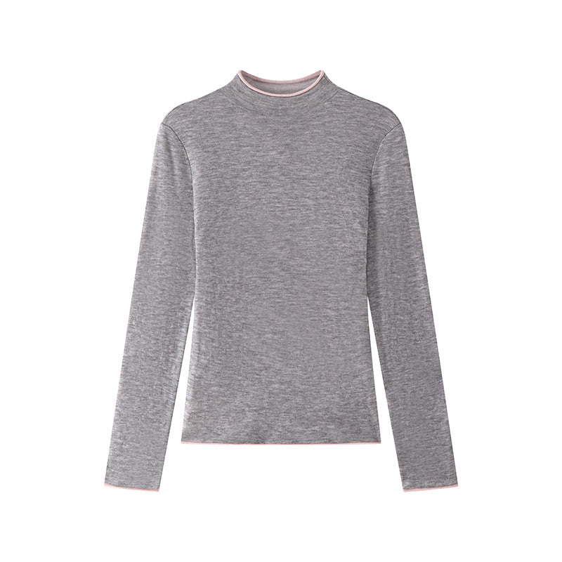 Stylish B0SS wool knit sweater with high neck, long sleeves, contrasting colors, and high-quality slim fit