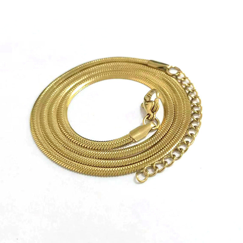 Cross border hot selling stainless steel push secret snake chain necklace, simple hip-hop personality collarbone necklace, stainless steel snake bone chain