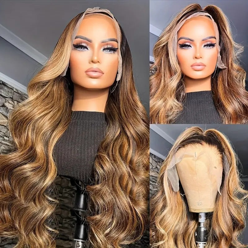 Foreign trade Amazon cross-border European and American fashion piano color big wave wig hot selling front lace curly hair full head cover