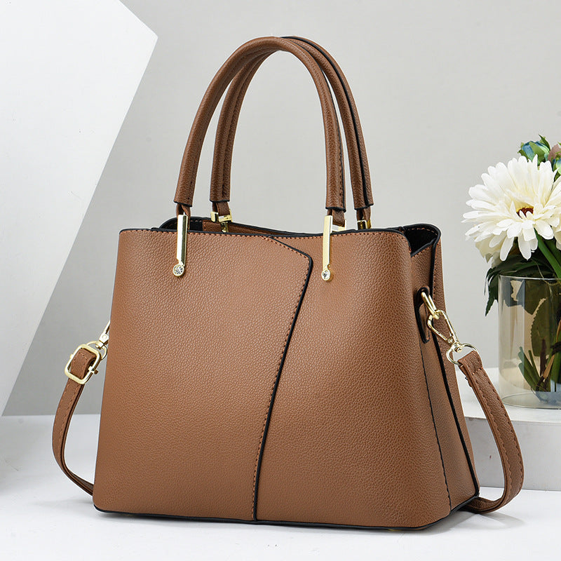 Women's Handbag 2025 New Large Capacity Simple Women's Bag Soft Leather Solid Color Western Style Shoulder Bag One Piece Hair Replacement