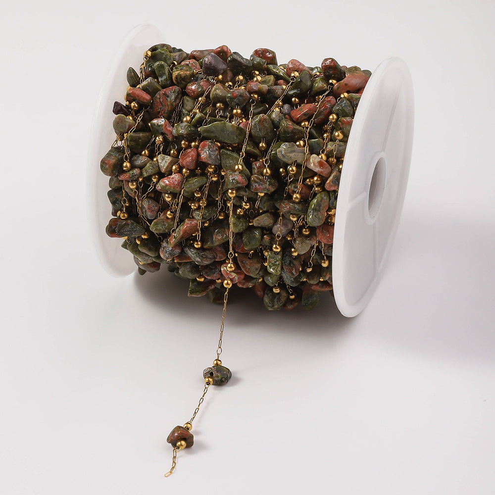 Handmade natural stone chain, DIY jewelry, chain bracelet, women's stainless steel chain, natural stone necklace, wholesale in meters