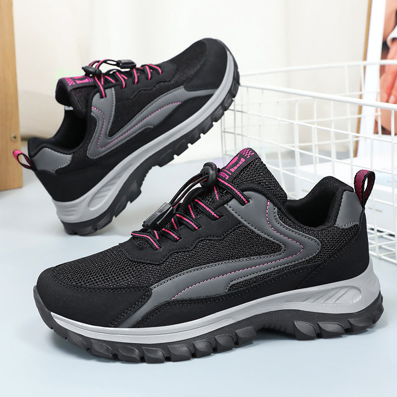 Women's breathable outdoor elderly shoes, autumn hiking and leisure sports shoes, comfortable inner lace up couple style