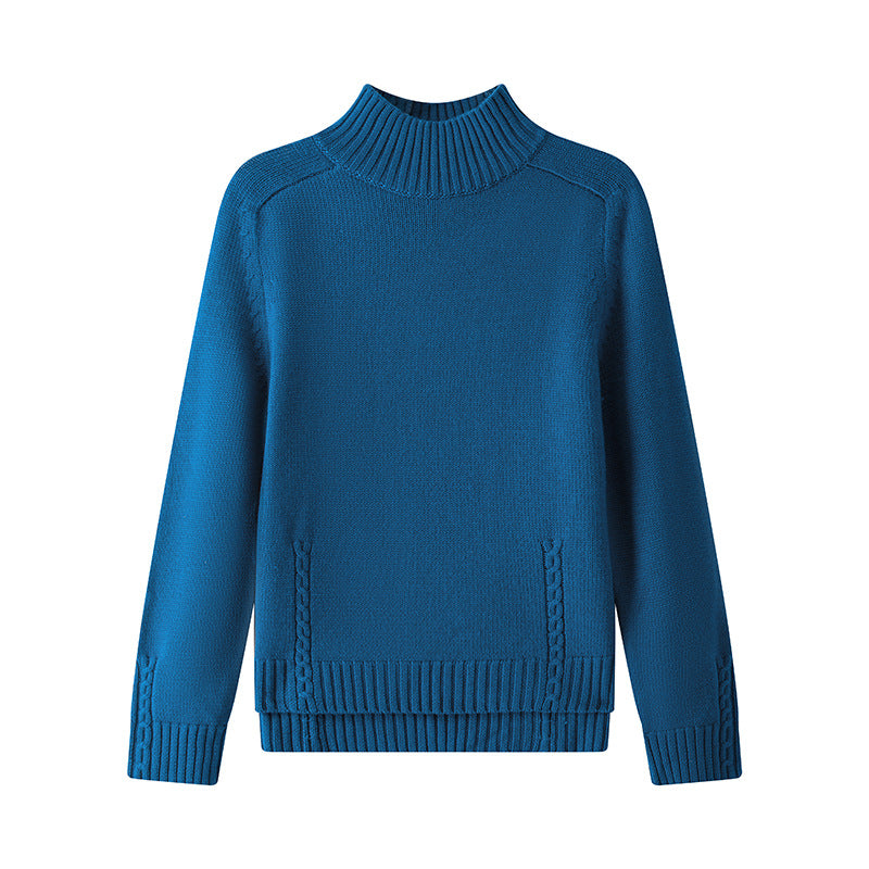 Klein Blue Wool Sweater, loose knit, soft and cozy, high quality