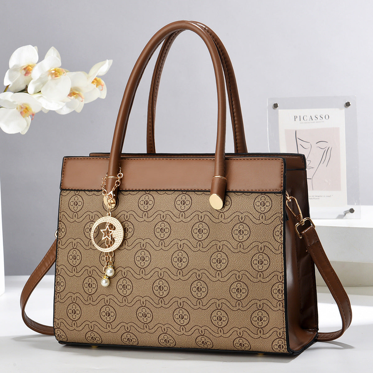 2025 New Middle aged Women's Bag Fashion Large Capacity Temperament Single Shoulder Diagonal Cross Mom Bag One Piece Hair Replacement