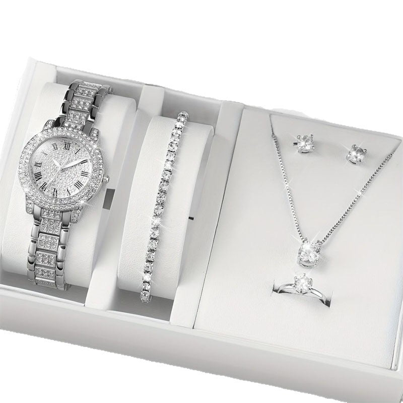 Cross border foreign trade popular full diamond casual fashion watch for women, retro Roman plate casual quartz watch manufacturer in stock