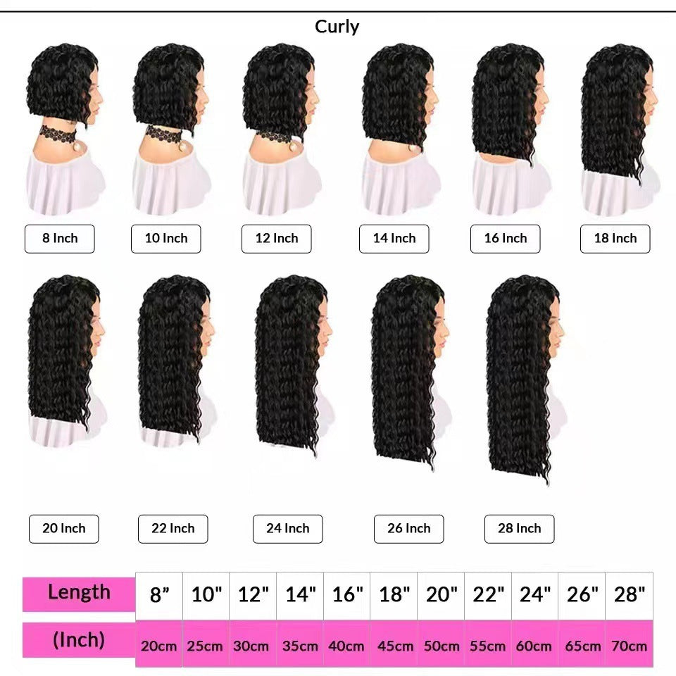 Cross border European and American fashion front lace lace 13 * 4 wig African hot selling small rolled tube long rolled hair full head cover