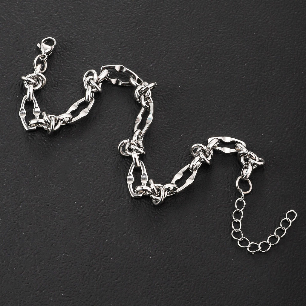 Cross border stainless steel bracelet for men, handmade splicing chain, fashionable, simple, non fading, washable titanium steel bracelet for women