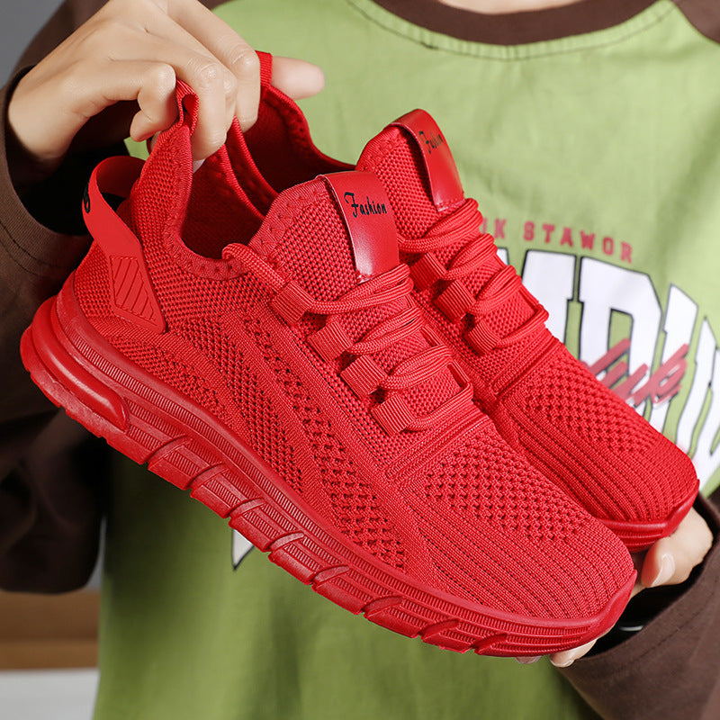 Shoes for women in autumn, fashionable and versatile, wholesale of running women's shoes, air cushion shoes, shallow mouth fly woven sports single shoes