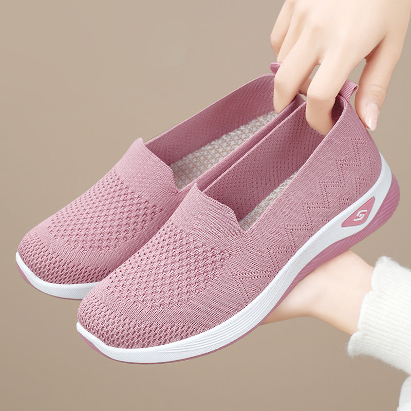 Shoes for women, middle-aged and elderly, breathable and comfortable in autumn, single shoe manufacturer direct sales, soft sole, casual one foot kick, mesh surface, mother's shoes
