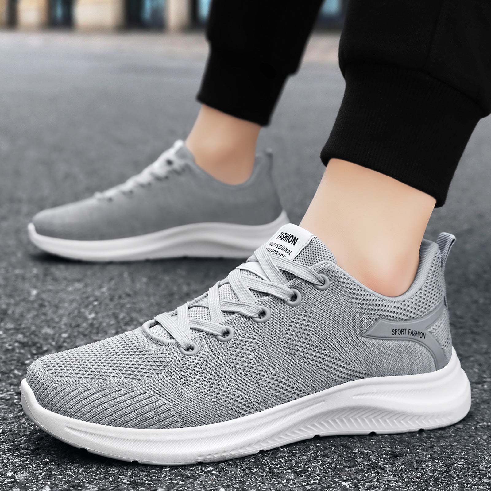 Sports shoes men's autumn new cross-border single shoe versatile casual lightweight soft sole fly woven mesh comfortable running shoes
