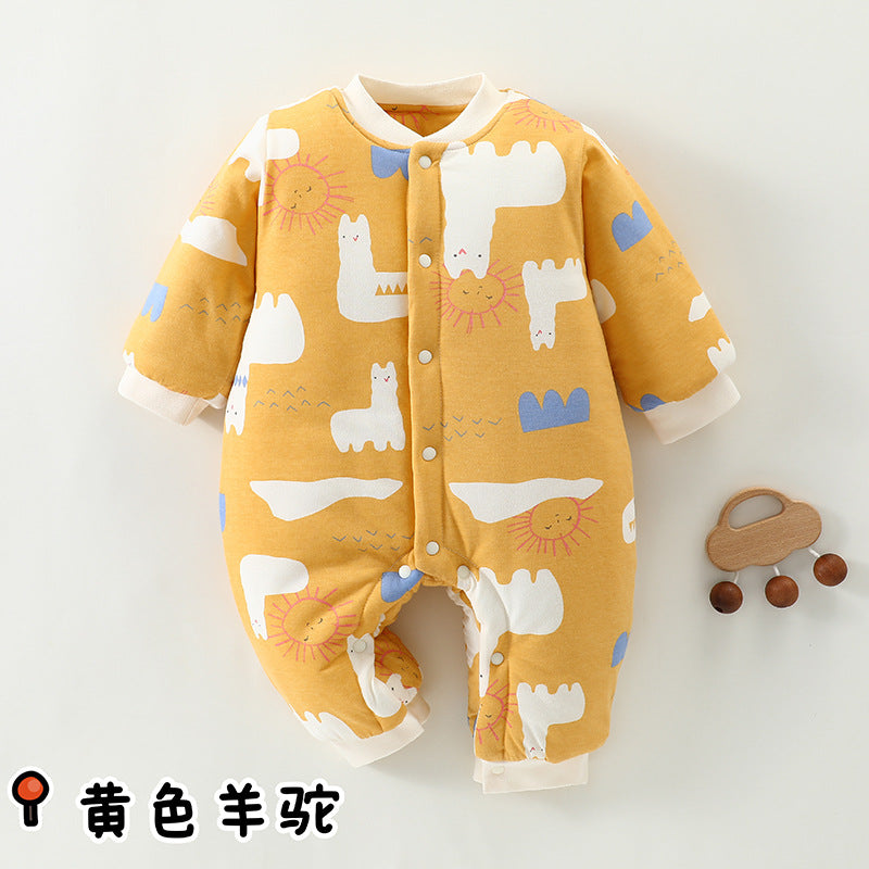 Winter baby cotton jumpsuit, Class A pure cotton, newborn baby clothes, thick cotton clothes, climbing clothes, baby children's clothing