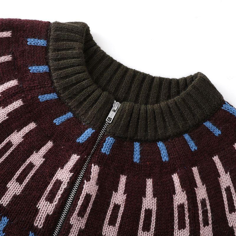 Stylish wool sweater with colorful polka dots and high-quality Fair Isle snowflake pattern