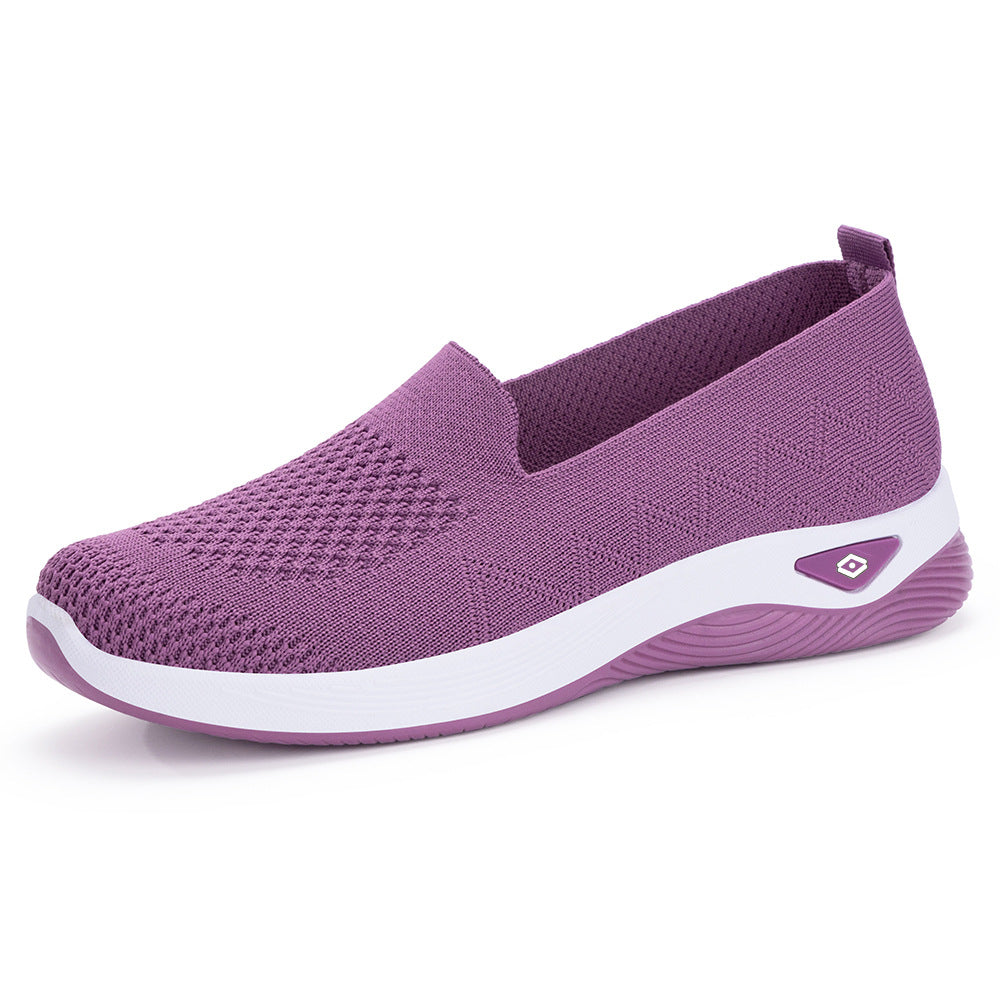 Shoes for women, middle-aged and elderly, breathable and comfortable in autumn, single shoe manufacturer direct sales, soft sole, casual one foot kick, mesh surface, mother's shoes