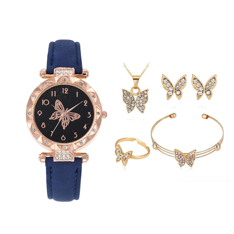Cross border New Popular Women's Bracelet Watch Fashion Simple Butterfly Five piece Watch Set