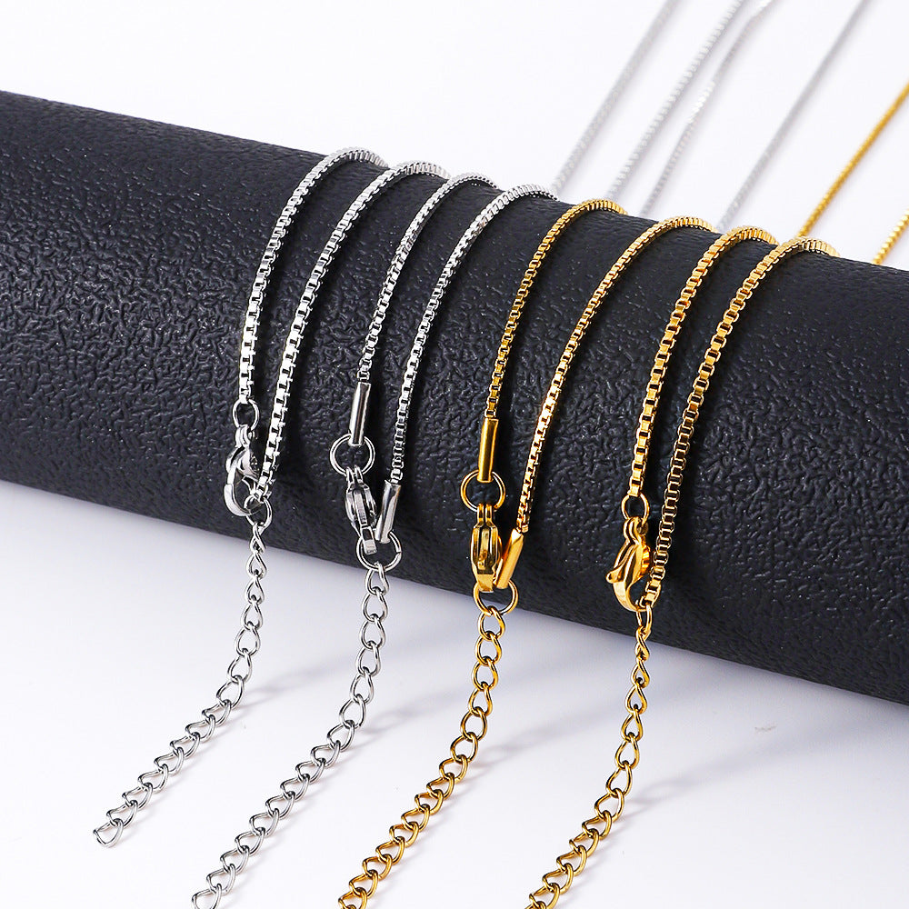 Titanium steel box chain necklace, bare chain, square chain, single chain decoration, popular in Europe and America, personalized hip-hop style, factory direct sales