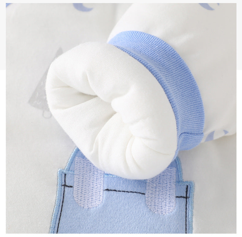 Winter baby lace up jumpsuit warm newborn clothes 0-3 baby pure cotton thick clip cotton clothes butterfly clothes