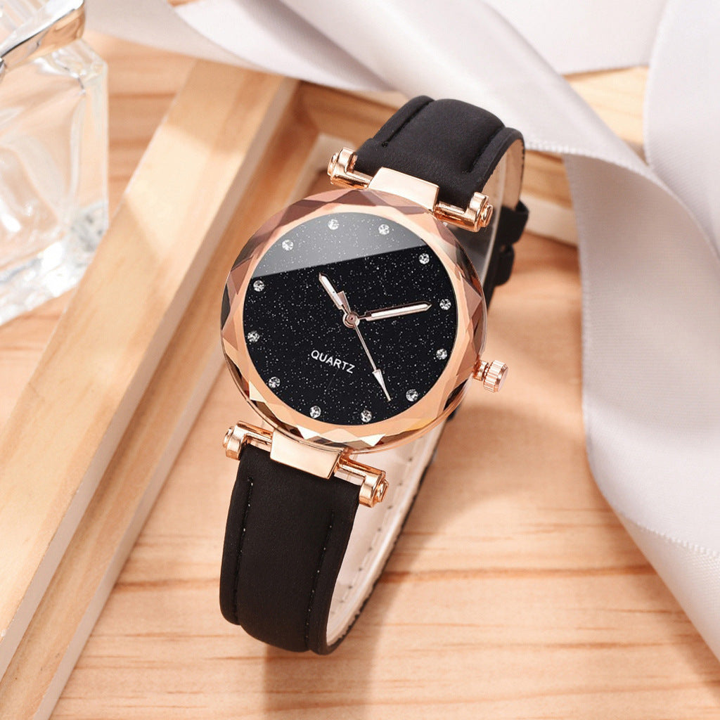 Korean version new fashionable foreign trade trend women's casual watch simple belt watch quartz watch bracelet set