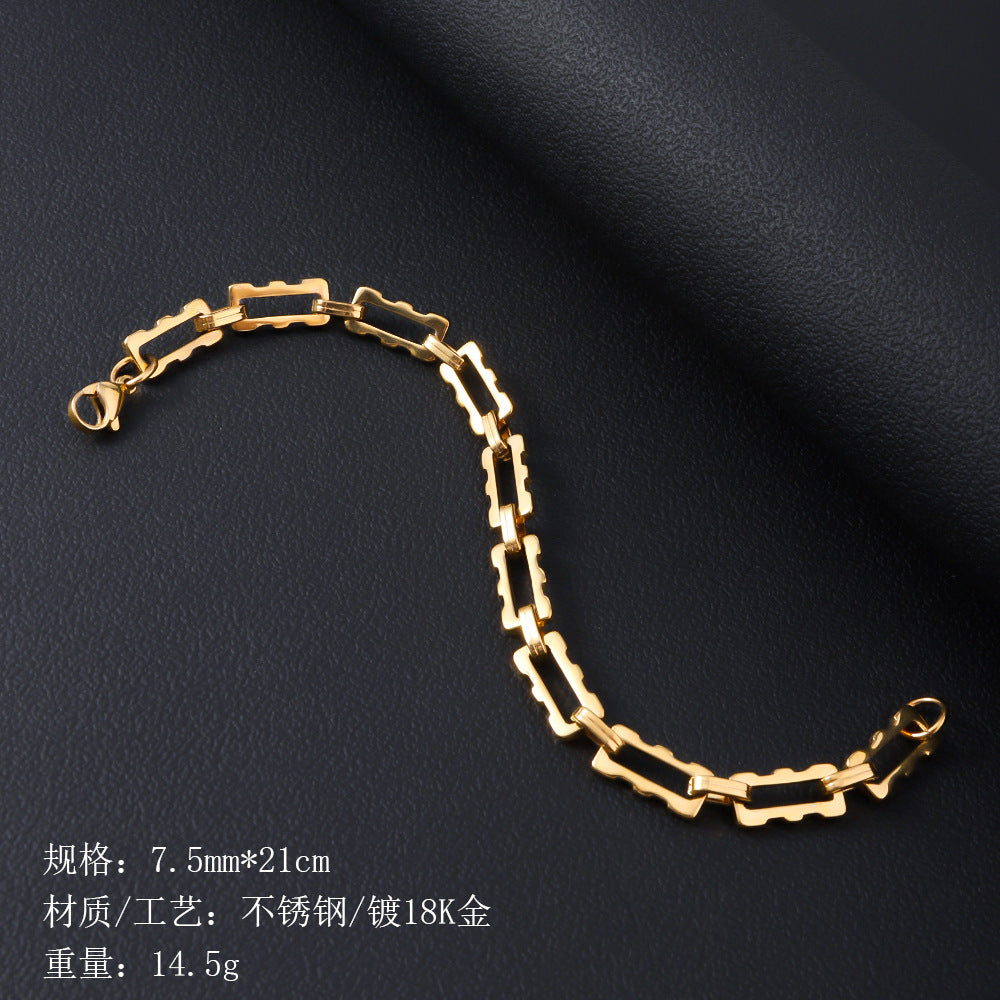 Stainless steel bracelet for women's cross-border fashion in Europe and America, plated with 18K gold, non fading and washable men's titanium steel bracelet