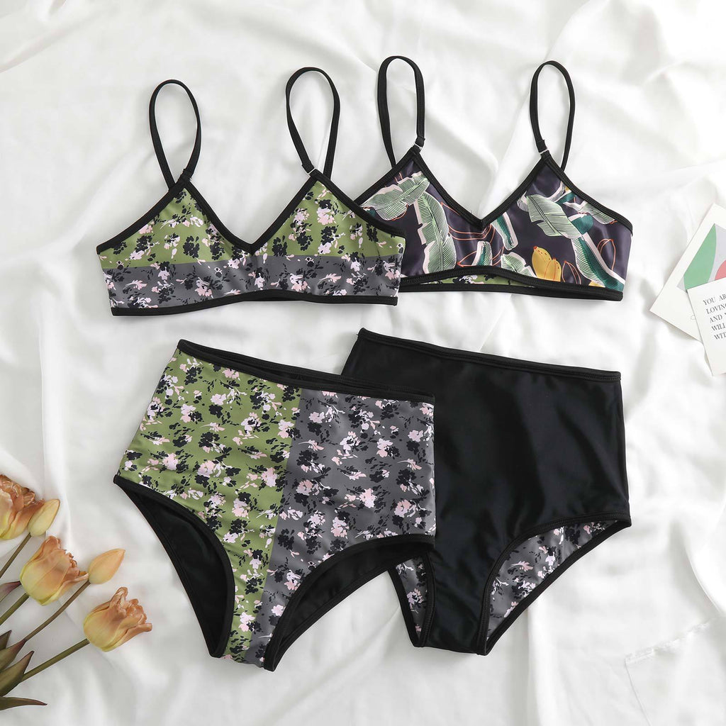 Retro high-waisted double-sided bikini swimsuit