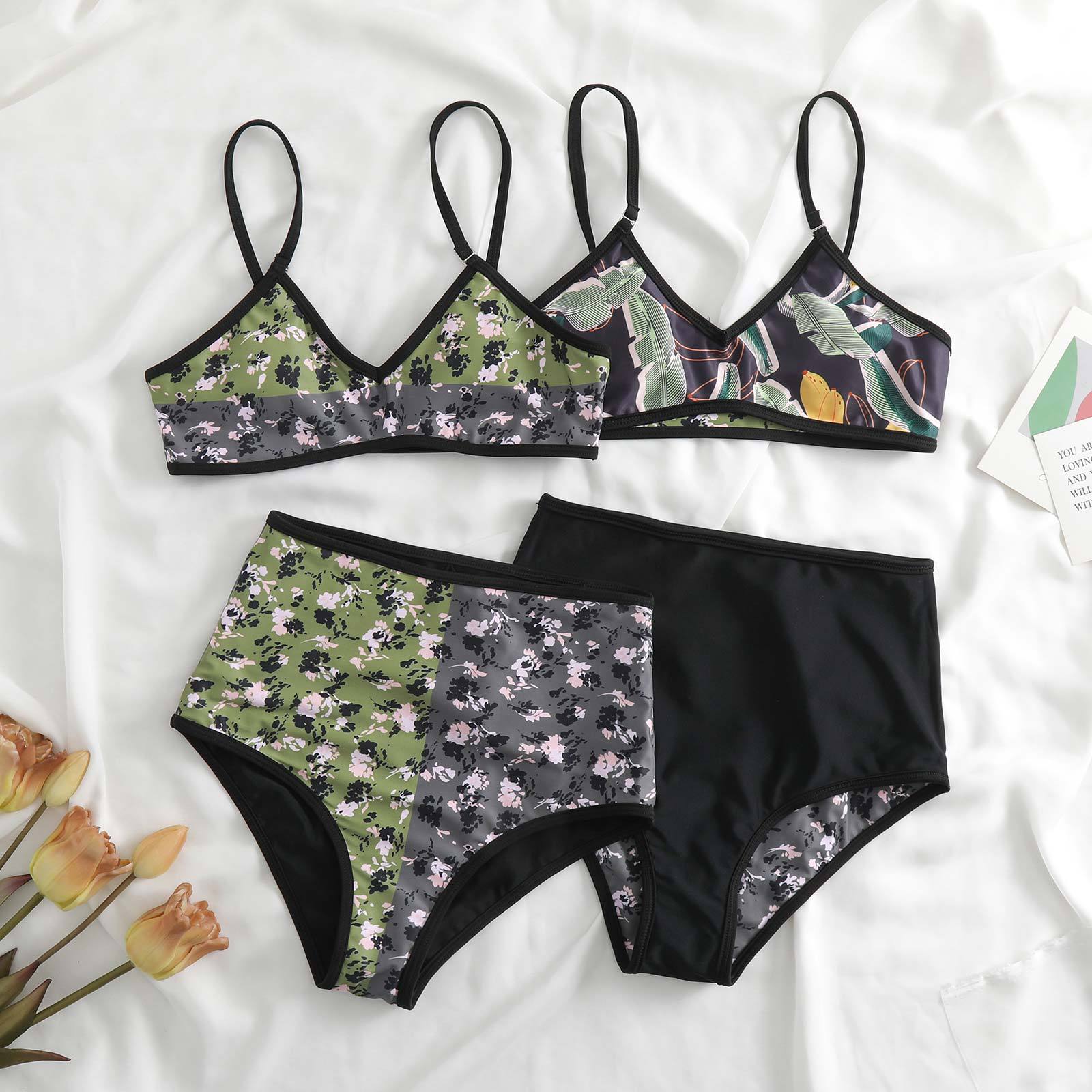 Retro high-waisted double-sided bikini swimsuit