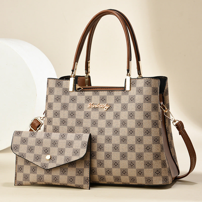 2025 popular printed tote mother bag for women, casual and practical, large capacity, middle-aged women, one shoulder hand-held bag