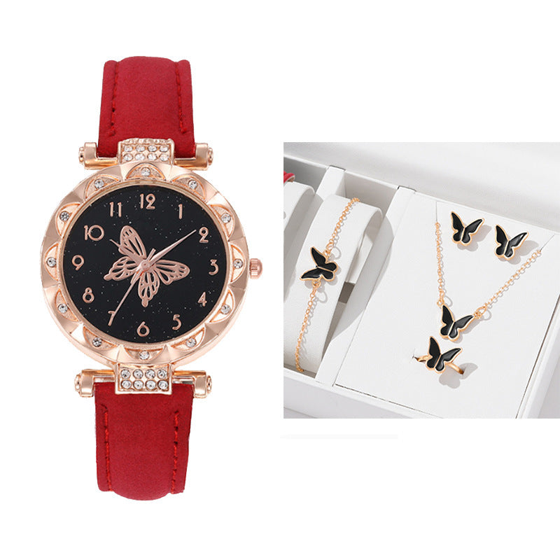 Cross border New Popular Women's Bracelet Watch Fashion Simple Butterfly Five piece Watch Set