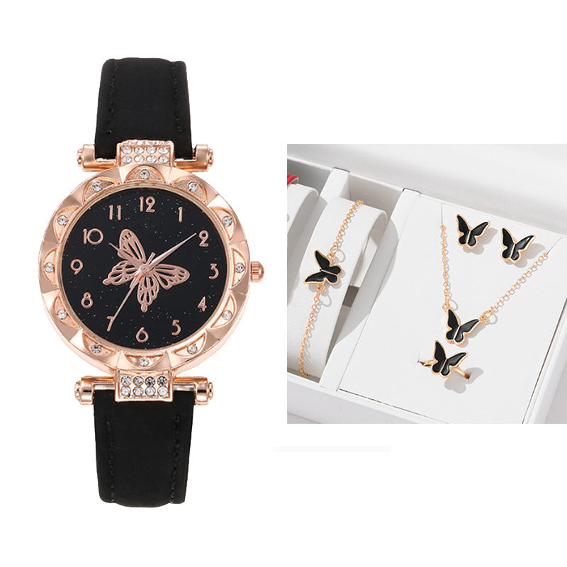 Cross border New Popular Women's Bracelet Watch Fashion Simple Butterfly Five piece Watch Set